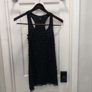 INC black ruffle racer back tank